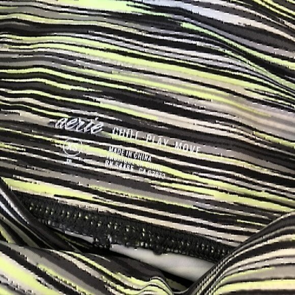 AERIE AMERICAN EAGLE 7/8 Legging Chill Play Move Lime Green Gray High Waisted XS - Picture 6 of 12